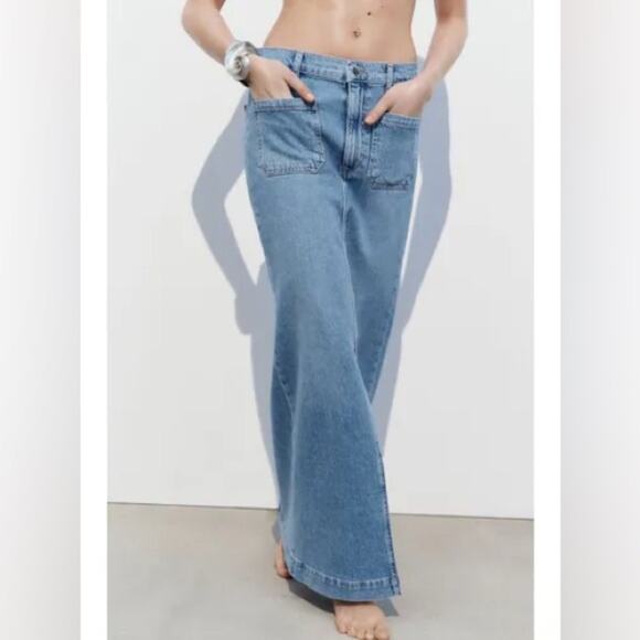 Zara Dresses & Skirts - Zara Blue Z1975 LONG SKIRT WITH PATCH POCKETS Size Small